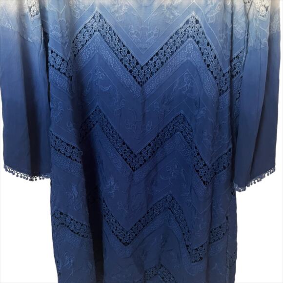 NWT Flowers of Romance Dip Dye Ombre Mini Dress in Blue White Size Medium - Picture 5 of 9